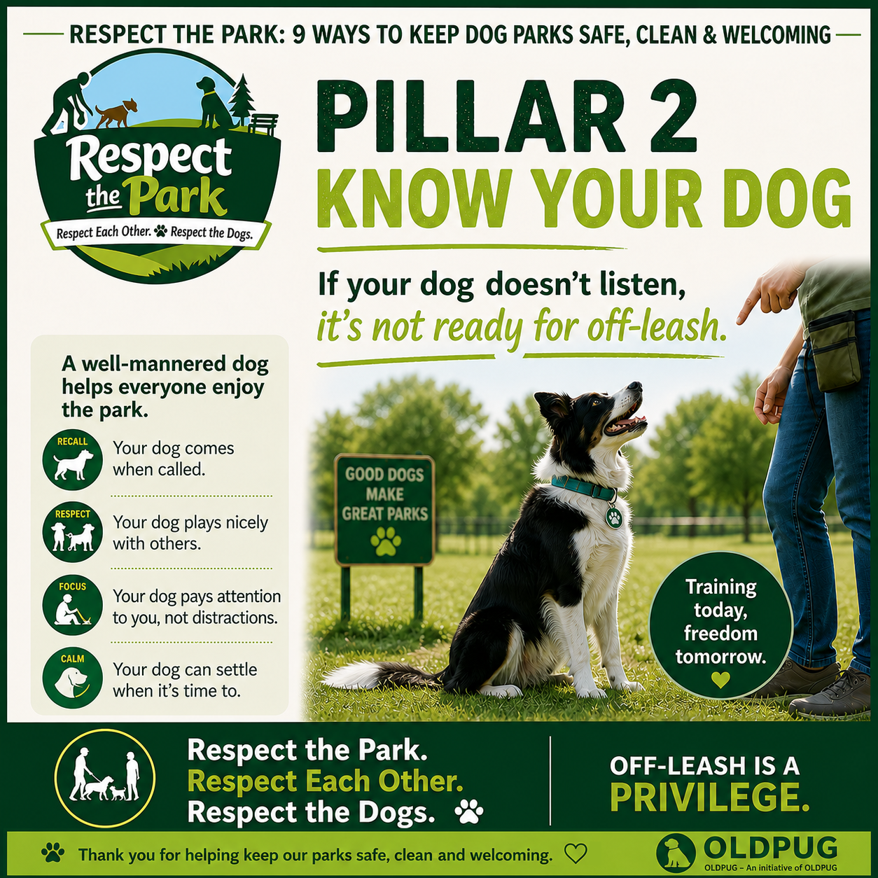 Respect the Park Pillar 2 poster: Know Your Dog