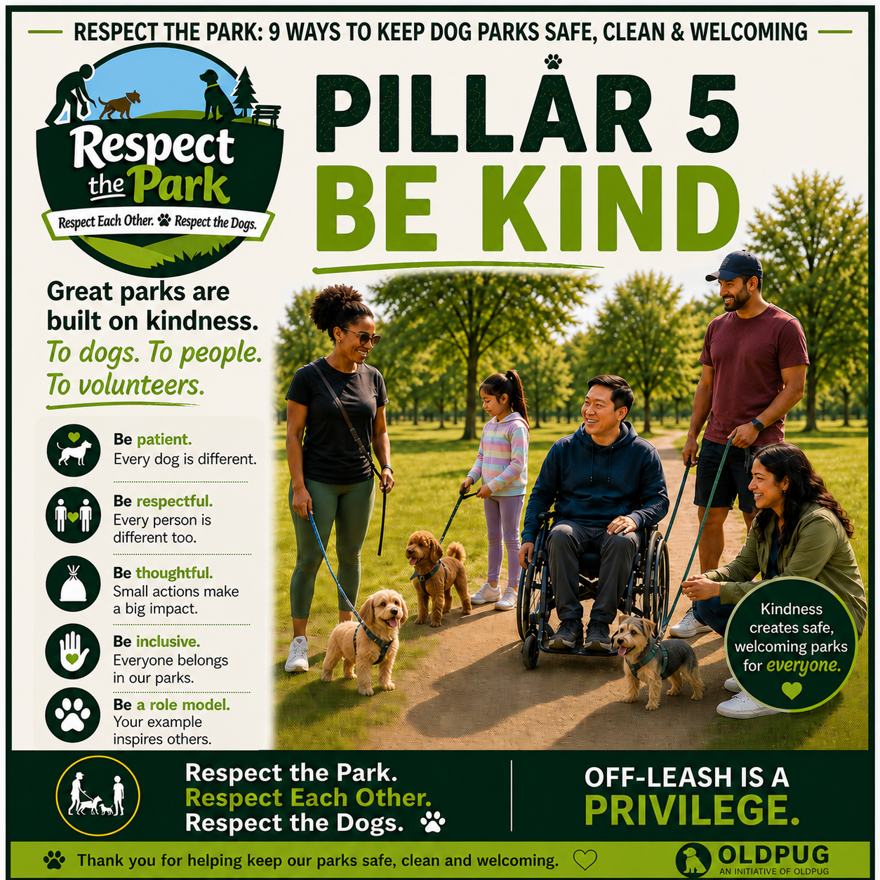 Respect the Park Pillar 5 poster: Be Kind